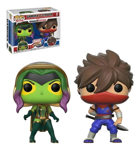 Figura Funko Pop Marvel Vs Capcom Gamora Vs Strider, Paquete De 2