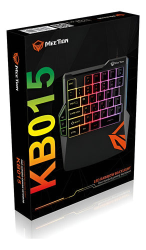Teclado De Una Mano Gamer Luz Rainbow Meetion Kb015 Open Box Negro Español Latinoamérica
